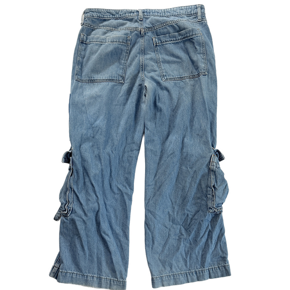 Grunge skater punk baggy utility cargo denim jeans 90s style bottoms size 10 - Picture 3 of 7